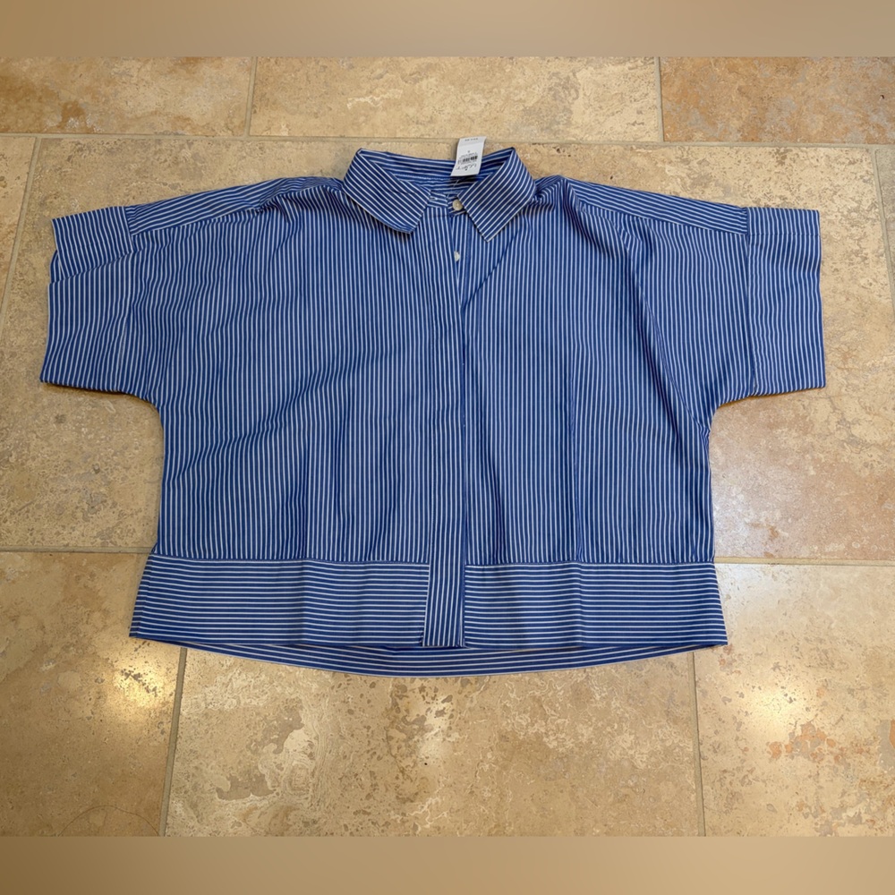 LOFT women’s blue and white striped top- NWT